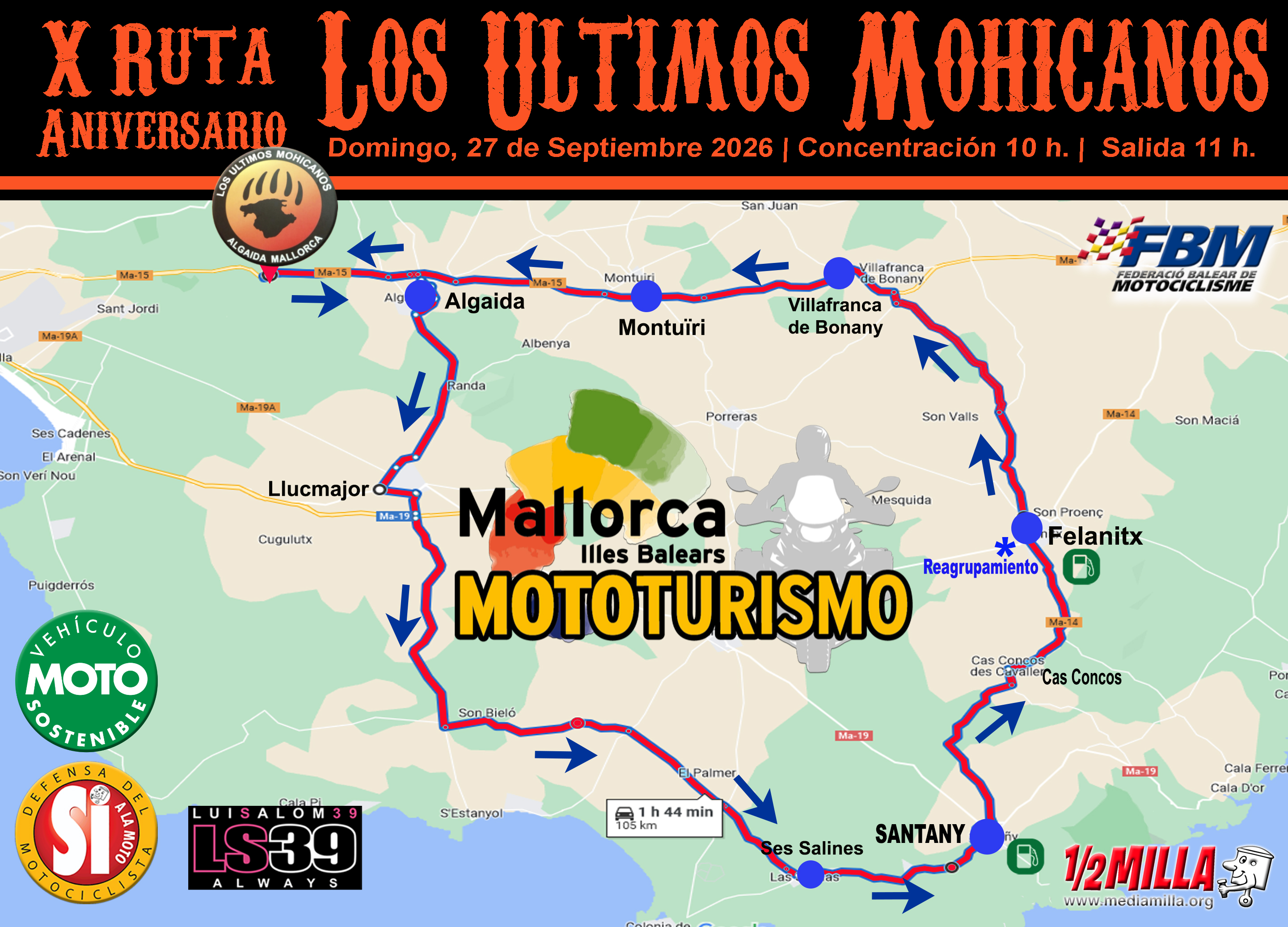 Itinerario de 10ª Ruta Aniversario LOS ÚLTIMOS MOHICANOS