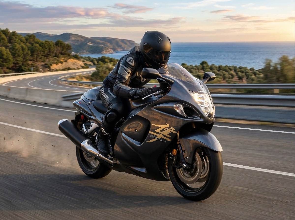 Suzuki Hayabusa 2009 en carretera prepándose para mantenimiento rutinario vital