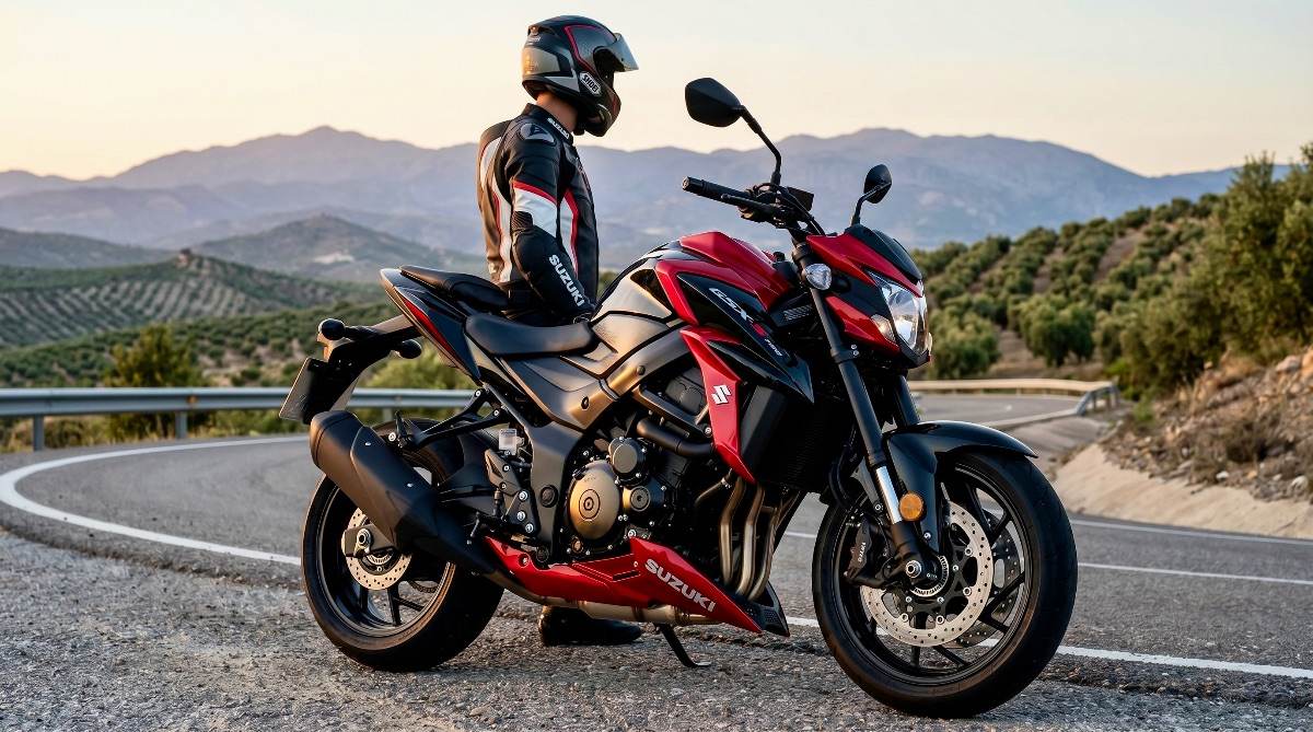 Suzuki GSX-S750 2020 lista para el mantenimiento en un taller técnico